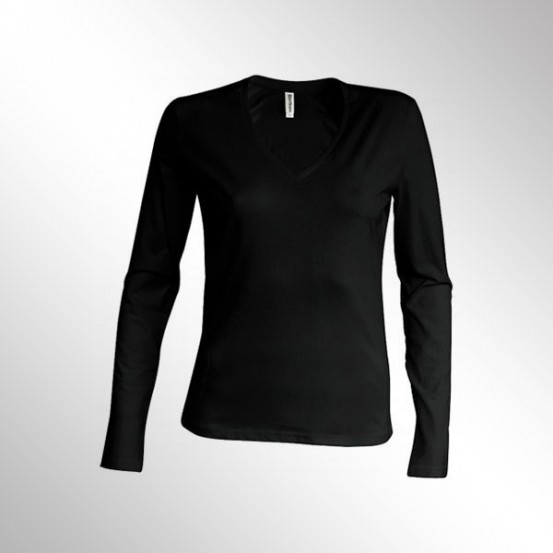 Tricou Femei Kariban Long Sleeve V-Neck