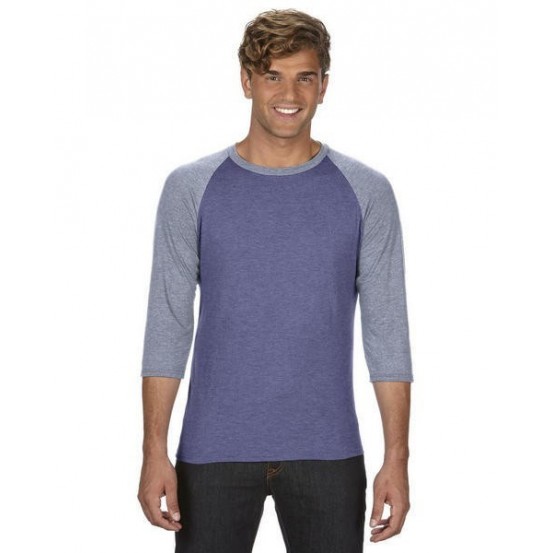 Tricou barbati Anvil Tri-Blend 3/4 Sleeve Raglan Tee