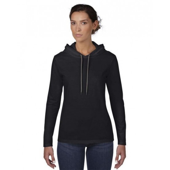 Tricou femei Anvil Fashion Basic Long Sleeve Hooded Tee 