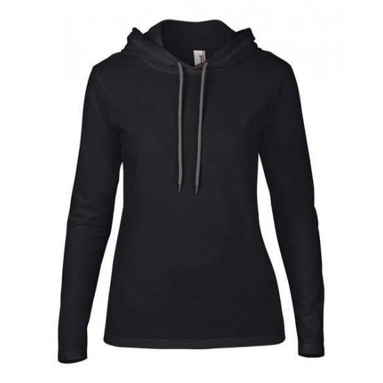 Tricou femei Anvil Fashion Basic Long Sleeve Hooded Tee 
