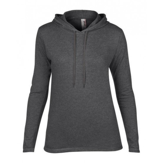 Tricou femei Anvil Fashion Basic Long Sleeve Hooded Tee 