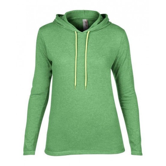 Tricou femei Anvil Fashion Basic Long Sleeve Hooded Tee 