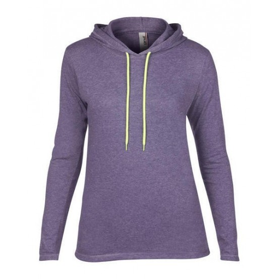 Tricou femei Anvil Fashion Basic Long Sleeve Hooded Tee 