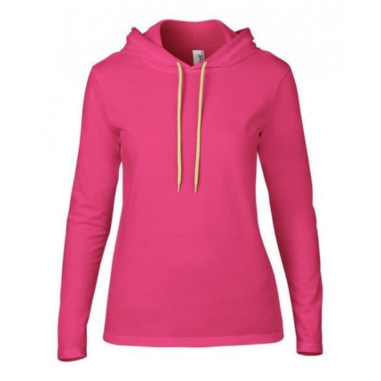Tricou femei Anvil Fashion Basic Long Sleeve Hooded Tee 
