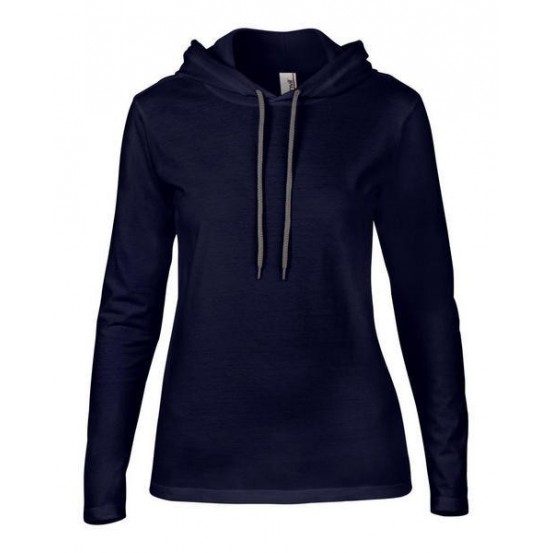 Tricou femei Anvil Fashion Basic Long Sleeve Hooded Tee 