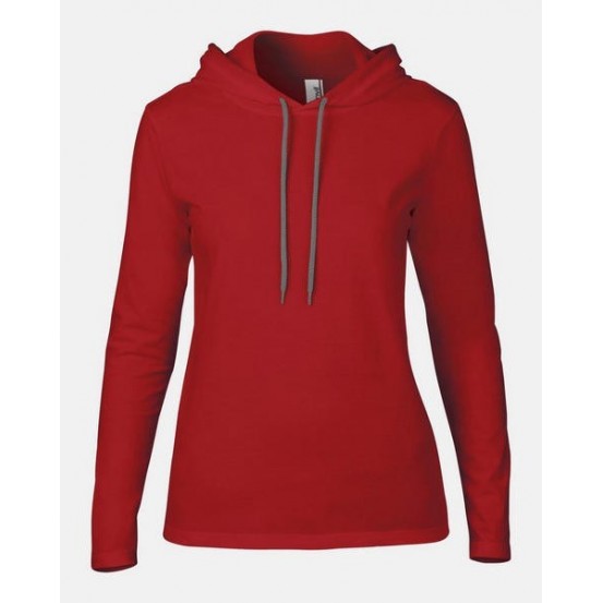 Tricou femei Anvil Fashion Basic Long Sleeve Hooded Tee 