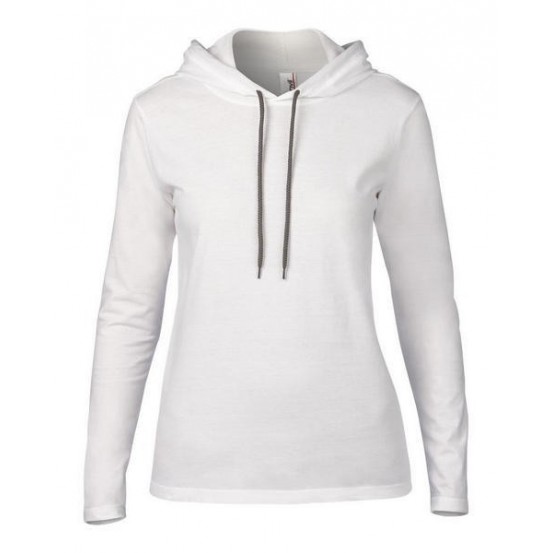 Tricou femei Anvil Fashion Basic Long Sleeve Hooded Tee 