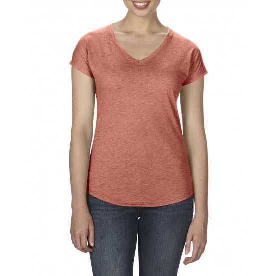 Tricou femei Anvil Tri-blend V-neck Tee