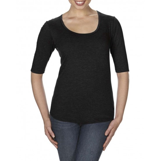 Tricou femei Anvil Deep Scoop 3/4 Sleeve Tee