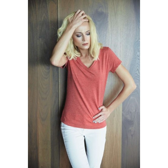 Tricou femei V-neck Sleeve Melange Kariban