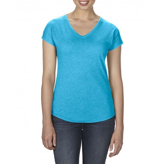 Tricou femei Anvil Tri-blend V-neck Tee