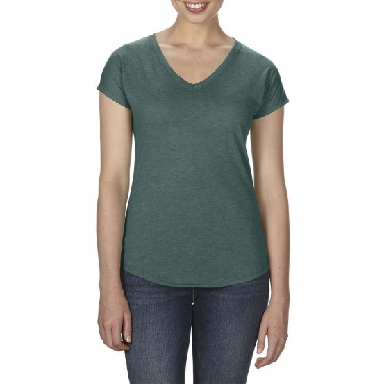 Tricou femei Anvil Tri-blend V-neck Tee