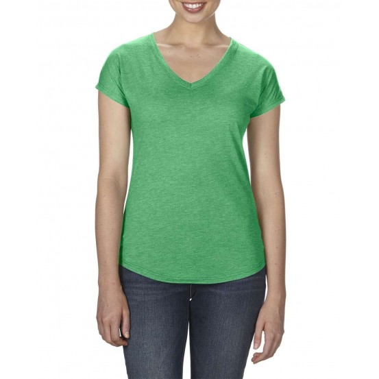 Tricou femei Anvil Tri-blend V-neck Tee