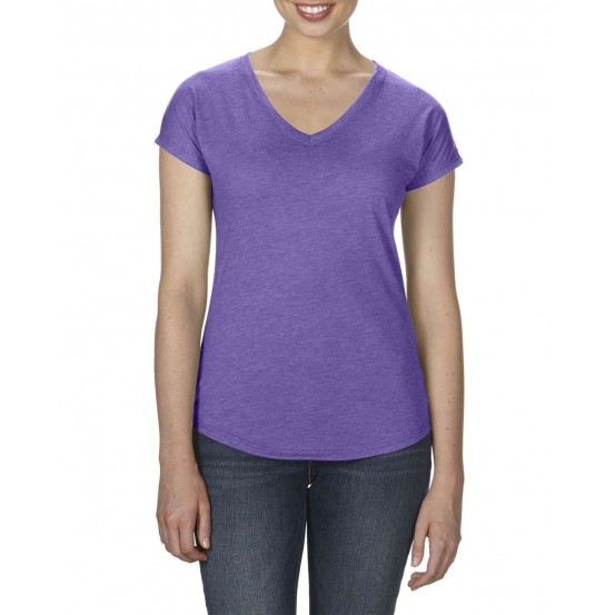 Tricou femei Anvil Tri-blend V-neck Tee