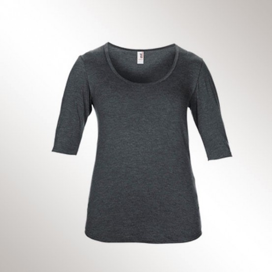 Tricou femei Anvil Deep Scoop 3/4 Sleeve Tee