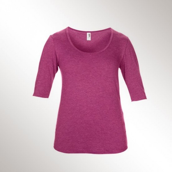 Tricou femei Anvil Deep Scoop 3/4 Sleeve Tee