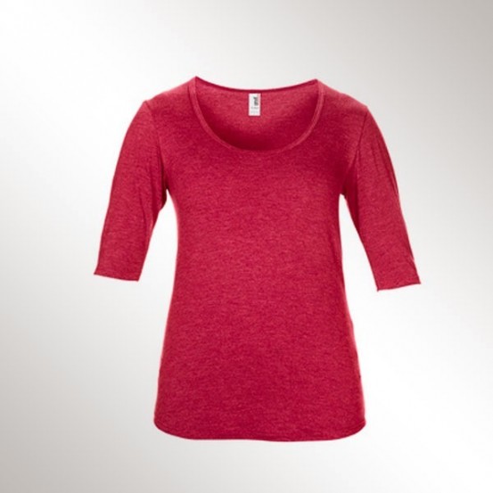 Tricou femei Anvil Deep Scoop 3/4 Sleeve Tee