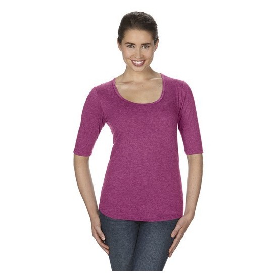 Tricou femei Anvil Deep Scoop 3/4 Sleeve Tee
