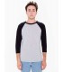 Tricou Unisex American Apparel 3/4 Sleeve Raglan