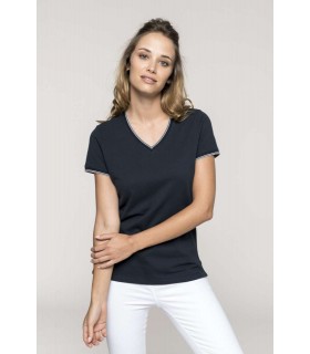 Tricou Femei Pique Knit V-Neck Kariban